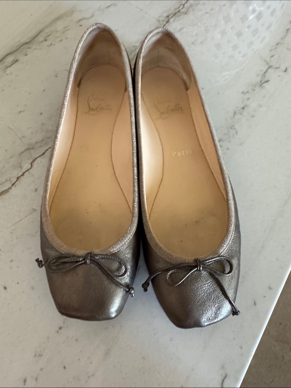 Christian Louboutin Metallic Pewter Ballet Flats EU 40